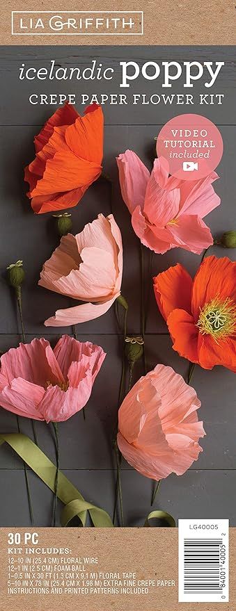 Lia Griffith Crepe Paper Flower Kit, Icelandic Poppy, Assorted Sizes, Assorted Colors, 30 Pieces | Amazon (US)