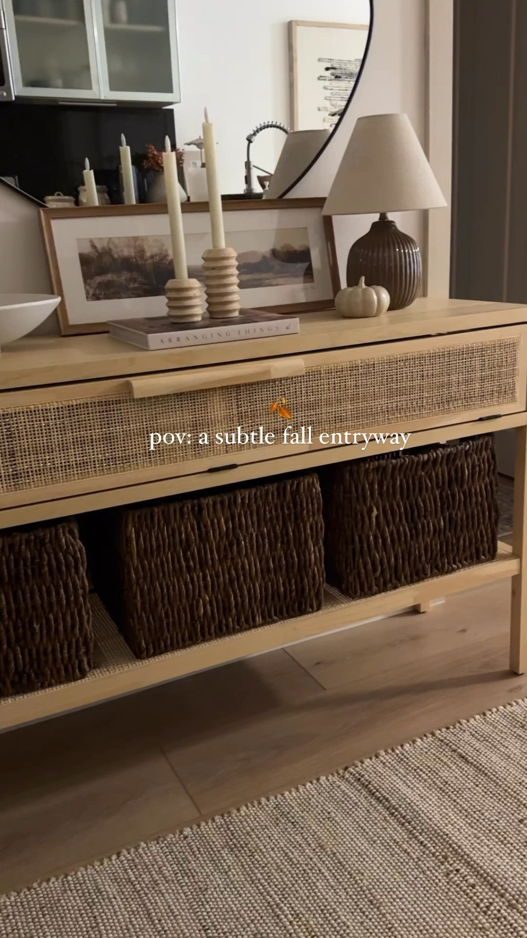 A subtle fall entryway! 
*this entryway table is unavailable now but linked a similar option! 
I love subtle seasonal styling. This little target pumpkins is such a cute detail that brings out the autumn vibes of the browns and landscape art.  Some of the pieces aren’t available anymore but I linked similar options! 

#LTKStyleTip #LTKHome #LTKSeasonal