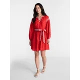 Time and Tru Women's Embroidered Cotton Mini Dress with Long Sleeves, Sizes XS-XXXL | Walmart (US)