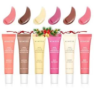KIMUSE 6 Pcs Tinted Lip Butter Hydration Balm Set, 6 Flavored Shades Hydrating Plumping Gloss wit... | Amazon (US)