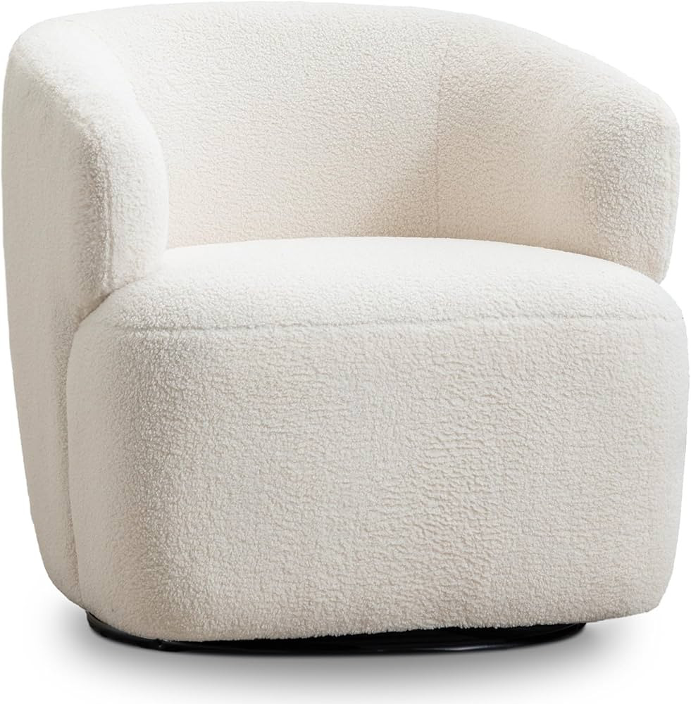Swivel Accent Chair, Sherpa Teddy Barrel Chair for Living Room, Cozy Round Boucle Arm Chair, Meta... | Amazon (US)