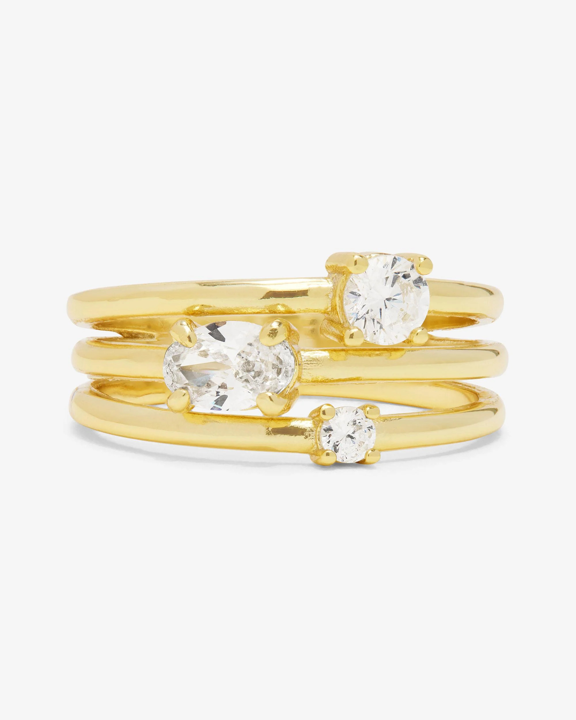 Nina Stacked Ring - Gold|White Diamondettes | Melinda Maria Jewelry