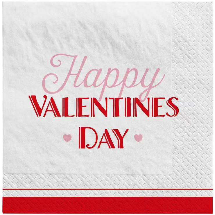 30ct 'Happy Valentine's Day' Disposable Lunch Napkins Red/White/Pink - Spritz™ | Target