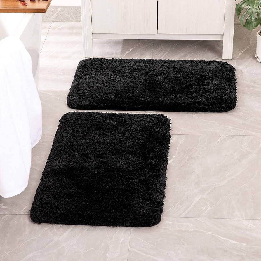 MIULEE Set of 2 Non Slip Shaggy Bathroom Rugs Extra Thick Soft Bath Mats Plush Microfiber Absorbe... | Amazon (US)