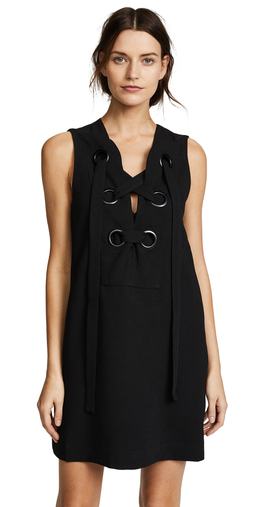 English Factory Lace Up Front Dress Black S | Shopbop