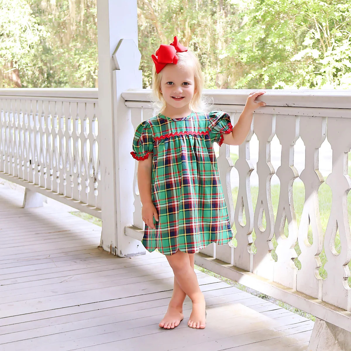 Green Plaid Scalloped Dress | Classic Whimsy