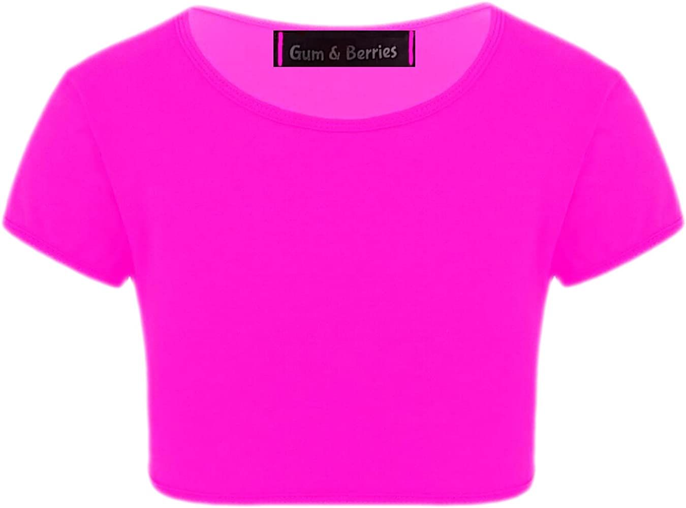 Kids Girls Neon Fluorescent Plain Short Sleeve Crop Tops T-Shirt Tee Top Dance Wear Gymnastic Fan... | Amazon (US)