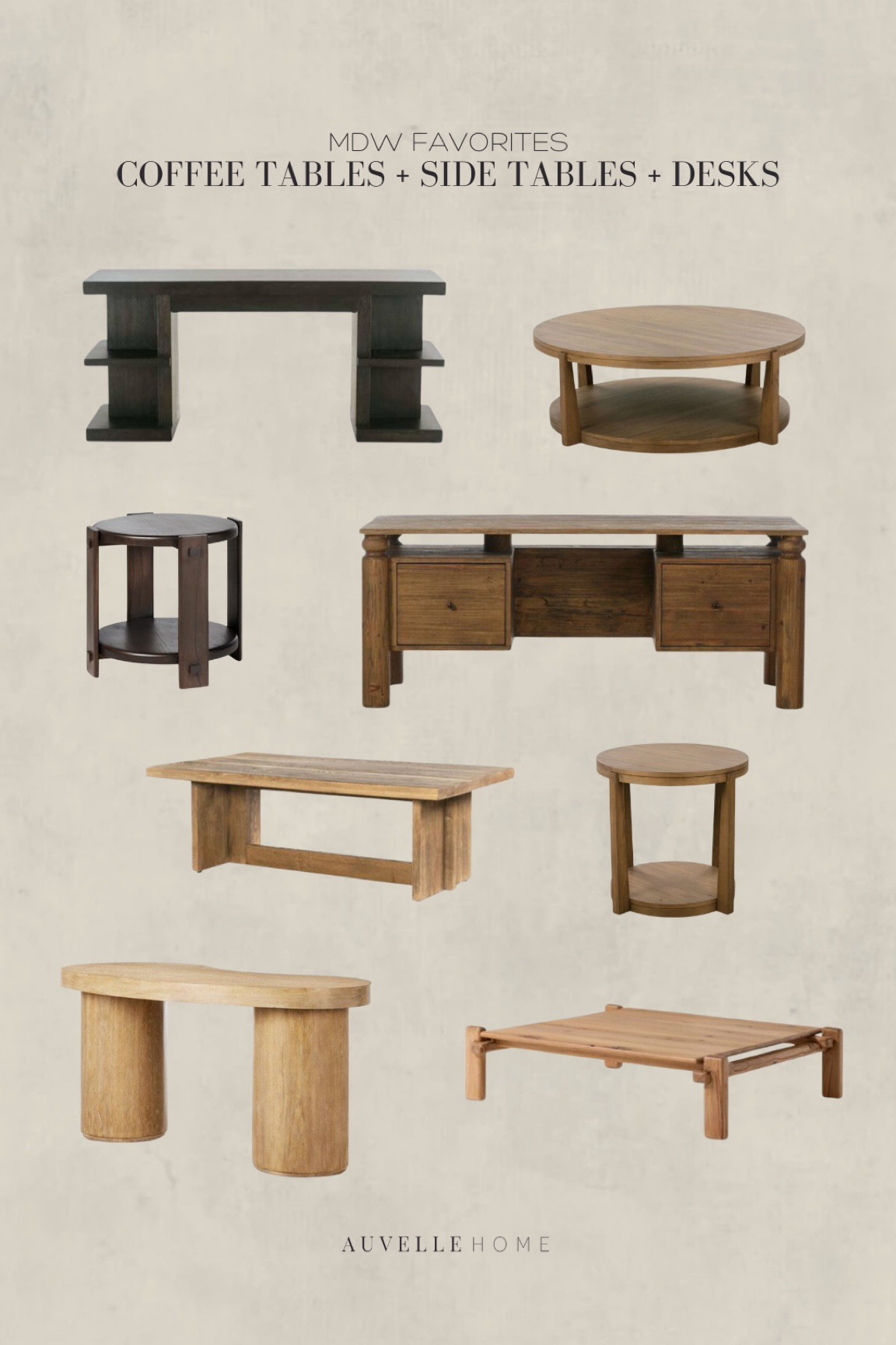 desks, coffee tables, side tables 