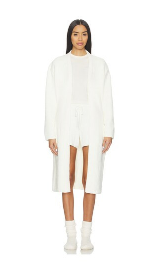 Barefoot Dreams CozyChic Luxe Robe With Rib Detail in White. - size L | Revolve Clothing (Global)