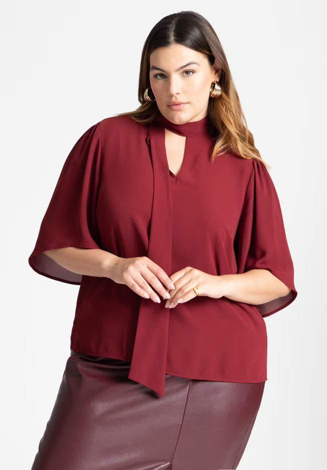 Bow Blouse With Flutter Sleeve | Eloquii
