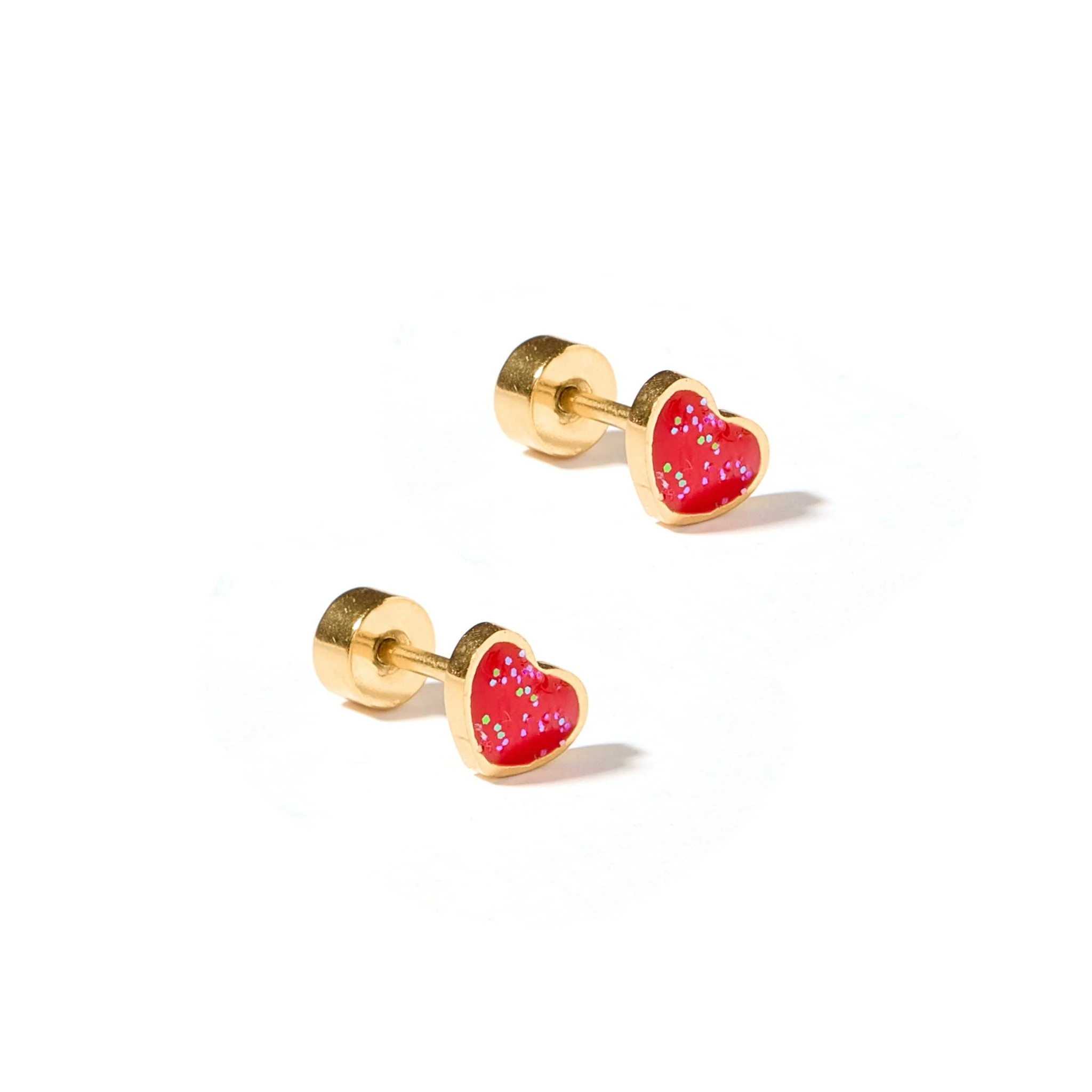 Screwback Stud Earrings - Nora Heart Red - Shop LINNY CO | LINNY CO LLC