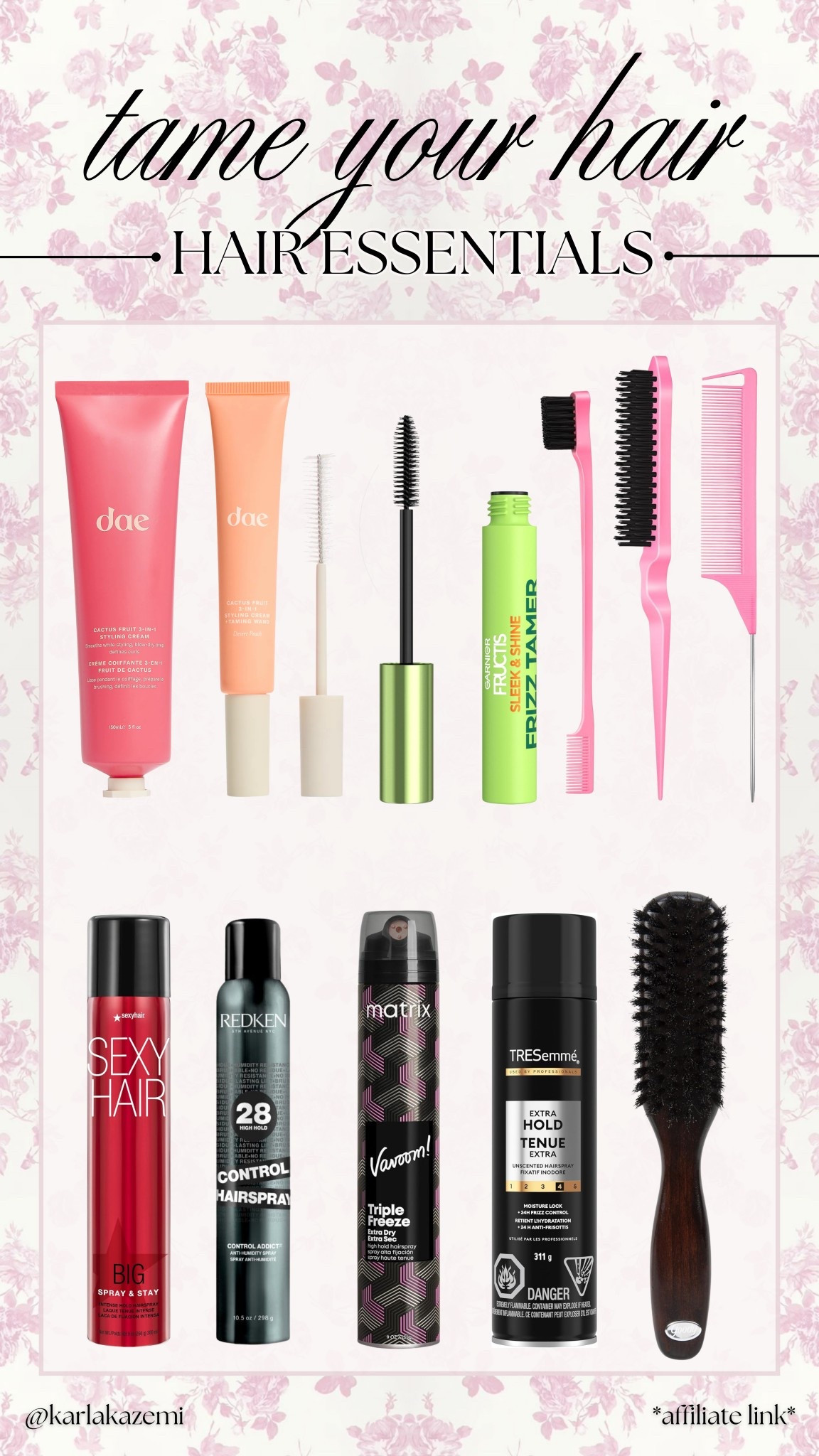 ✨HAIR ESSENTIALS✨

When doing any messy bun, or when you want to keep any hairstyle in place, you NEED to use product! 

Here are my absolute FAVES to use when styling my hair and taming my fly aways + frizz💕

dae styling cream- before pulling your hair up or into a pony, use this styling cream. Start with a pea size amount and use more if needed. This will tame fly aways and frizz🩷

dae and Garnier styling wands- once your hair is up, use either of these to comb through and lay any frizz/fly aways flat! Garnier is an affordable alternative to the dae wand. Both have a spoolie to help comb through and deal with hard to manage hair✨

Hairsprays for fly aways— two methods:
1) spray some of the product on your hand and slowly run it over the top of our head. This will lay frizz/fly aways down flat. Move slowly, no need to rush through this step! 
2) spray it onto your boar brush. Don’t let product sit on brush, use it immediately to avoid it drying out. Brush over the top of you head, the sides, and the back of your pony/bun to handle fly aways and frizz! 

Hairspray for keeping buns in place- use hairspray over ponies, buns, any styles, to keep it in place! I’ve listed different options that are all AMAZING!! 

Remember when using any of these methods, start with less and build up if you find you need more product! Make sure to use a clarifying shampoo on wash day to get the products out of your hair and deep clean your scalp🫶


Hair essentials, frizzy hair, fly aways, dance competition, cheer competition, gymnastics competition, hair styling essentials, affordable hair products. 







#LTKmorningroutine #LTKBeauty #LTKgrwm