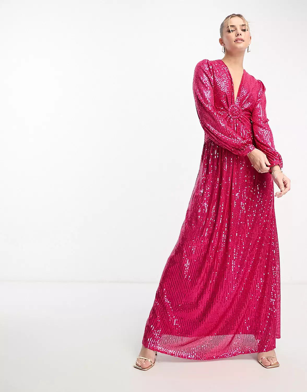 Style Cheat sequin cut-out maxi dress in bright pink | ASOS (Global)
