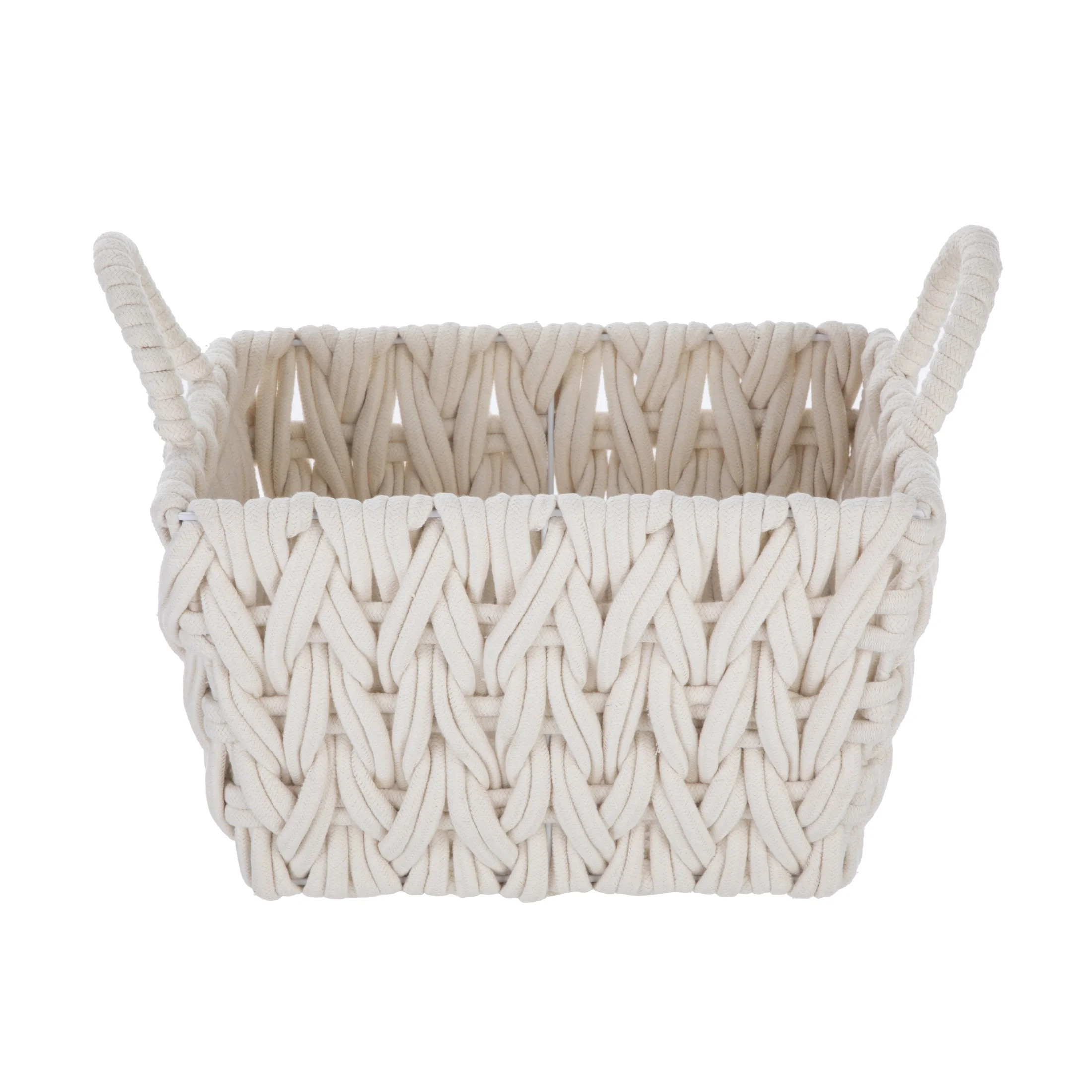 Better Homes & Gardens Medium White Woven Rope Decorative Storage Basket with Handles, 14.3 in x ... | Walmart (US)