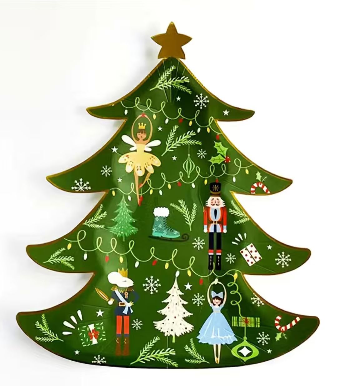 Nutcracker Christmas Tree Party Plate Green Tree Shaped Paper - Etsy | Etsy (US)