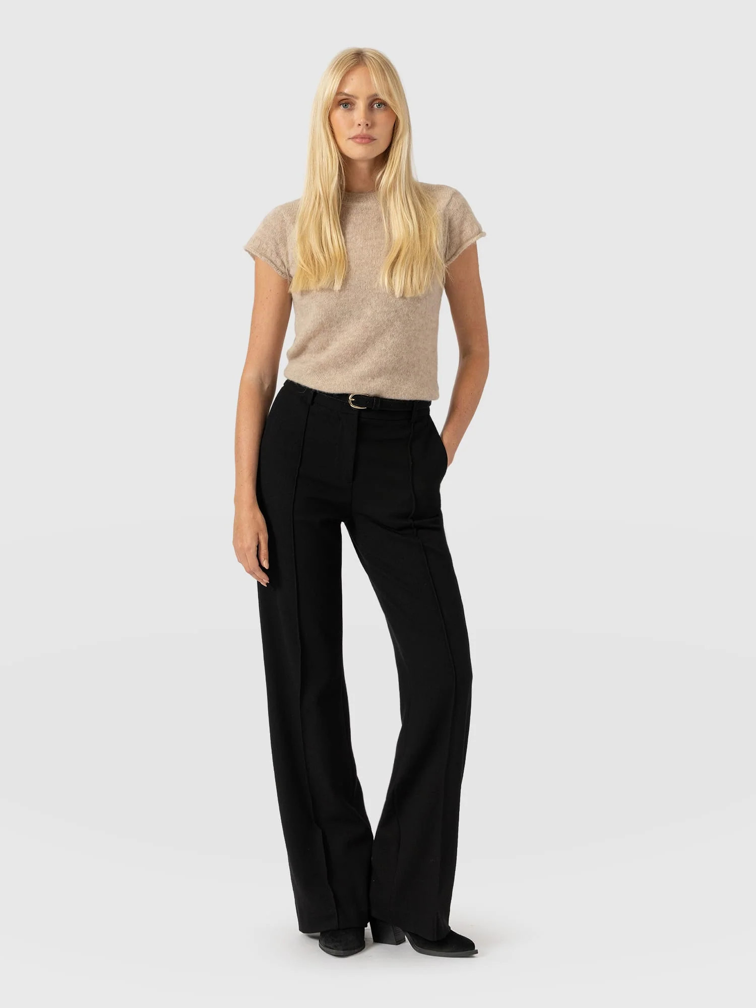 Cambridge Tailored Wide Leg Pant - Black | Saint + Sofia UK