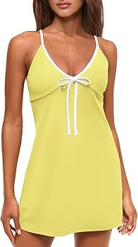 Yanekop Womens Tennis Dress with Built in Shorts Athletic Dresses Golf Outfits Spaghetti Strap V ... | Amazon (US)