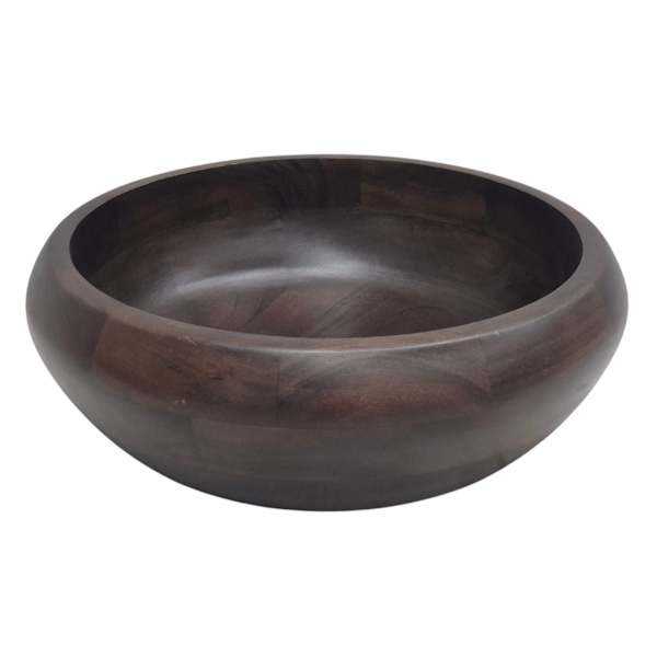Dark Brown Acacia Wood Bowl, 15", sold by At Home | At Home