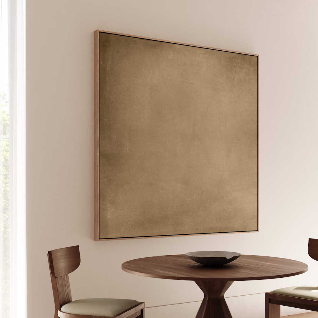 Wabi Sabi Canvas Wall Art, Dark Beige Decor, Floating Framed Art Print, Japandi Decor, Large Livi... | Etsy (US)