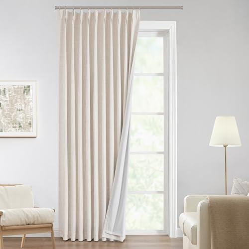 Vision Home Natural Pinch Pleated Full Blackout Curtains Linen Blended Room Darkening Window Curt... | Amazon (US)