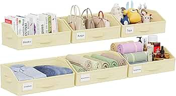 Huolewa Closet Storage Bins, 6 Pack Trapezoid Storage Bins, Linen Closet Organizers and Storage, ... | Amazon (US)