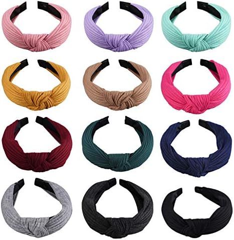 SIQUK 12 Pieces Headband Knot Turban Headbands Wide Plain Headband Hair Accessories for Women and... | Amazon (US)