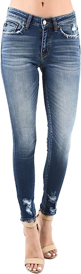 KanCan Holly-Alina Mid-Rise Distressed Skinny Jeans | Amazon (US)