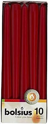BOLSIUS Long Household Wine Red Taper Candles - 10-inch Unscented Premium Quality Wax - 7.5 Hour ... | Amazon (US)