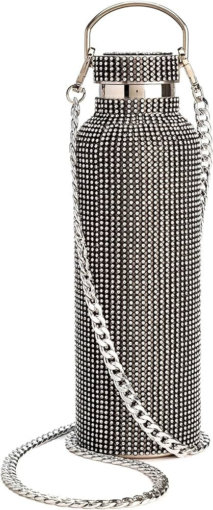 Paris Hilton Diamond Bling Water Bottle With Lid And Removable Carrying Strap, Stainless Steel Va... | Amazon (US)