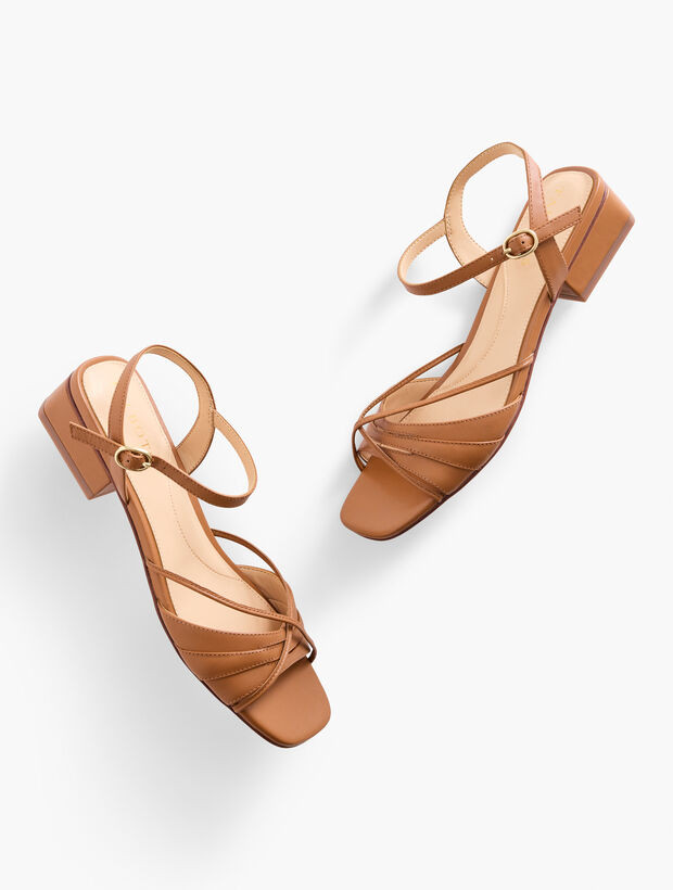 Viv Strappy Nappa Block Heel Sandals | Talbots
