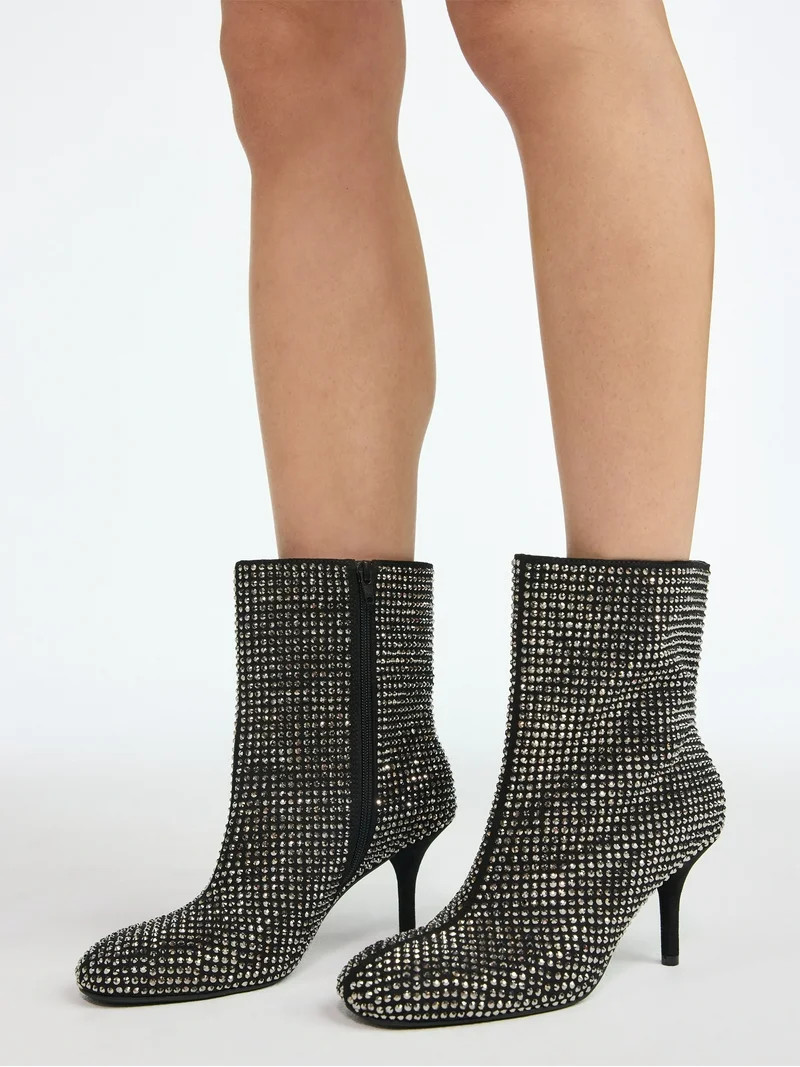 Scoop Women's Rhinestone Embellished Heeled Booties | Walmart (US)