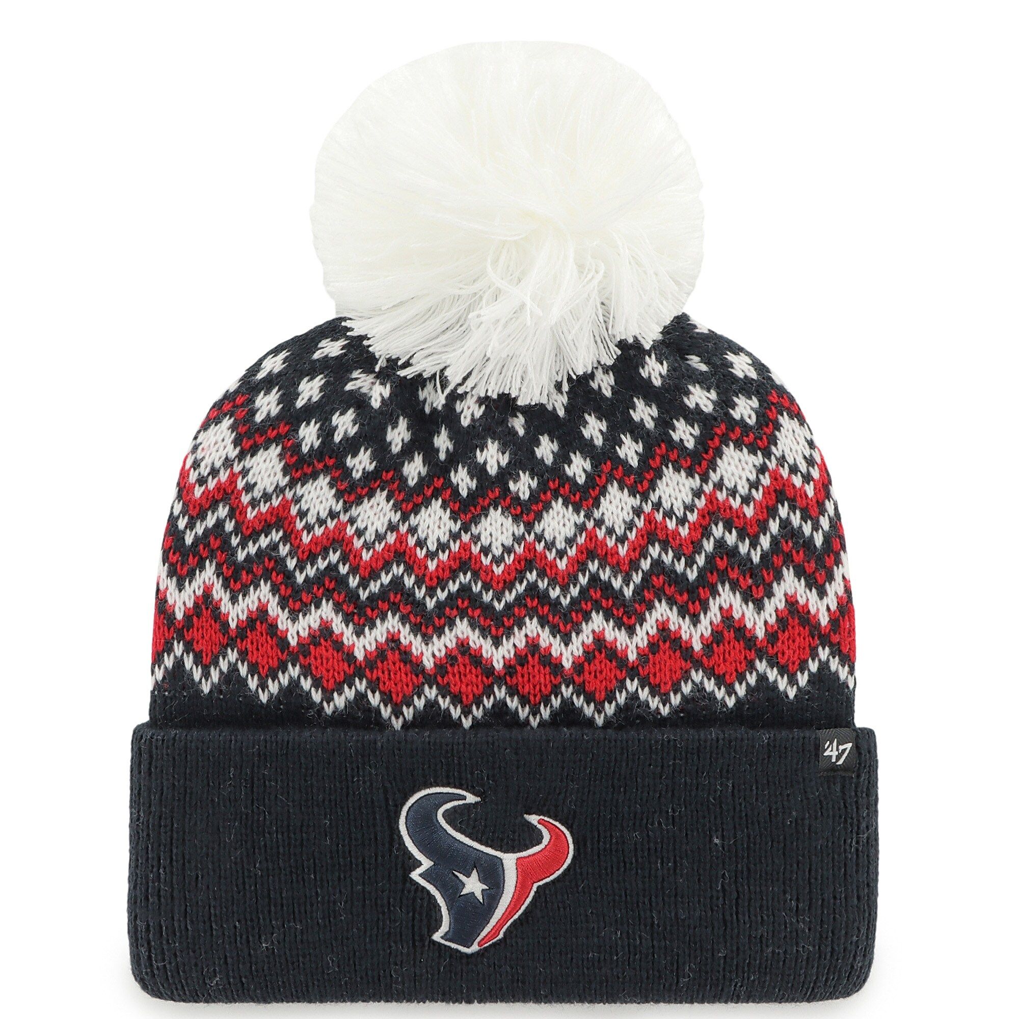 Women's Houston Texans '47 Navy Elsa Cuffed Pom Knit with Hat | NFL Shop
