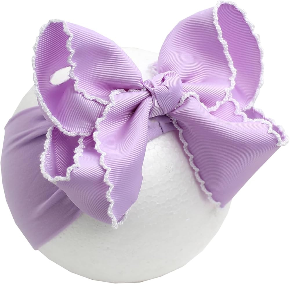 6'' Jumbo Purple Baby Girls Bow Headbands, Handmade Grosgrain Moonstitch Boutique Baby Headwraps,... | Amazon (US)