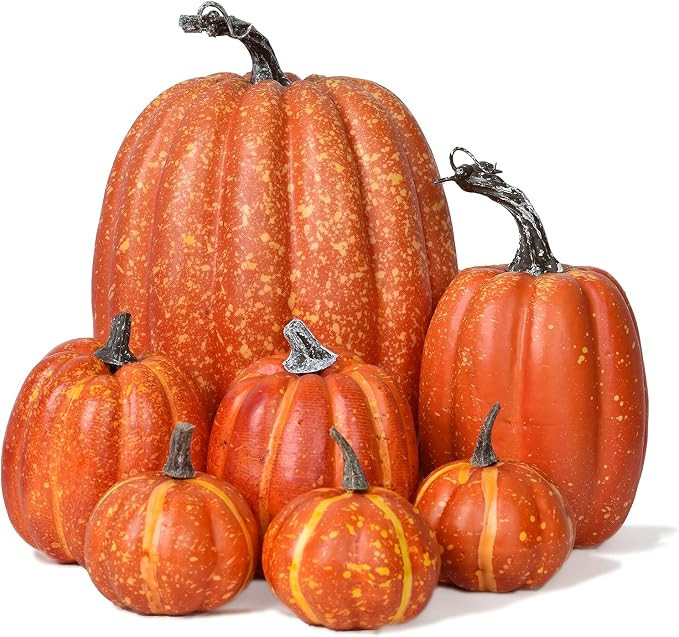 7Pcs Thanksgiving Artificial Pumpkin Home Decoration Sets, Artificial Vegetables Pumpkin for Fall... | Amazon (US)