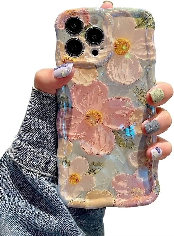 EYZUTAK Case for iPhone 14 Pro Max, Colorful Retro Oil Painting Printed Flower Laser Glossy Patte... | Amazon (US)