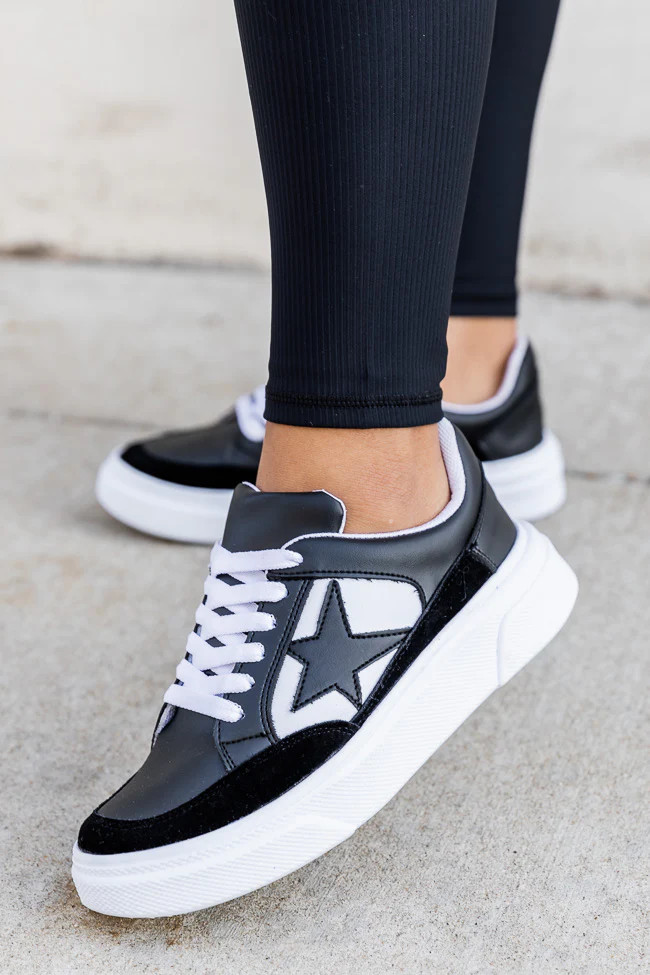 Cleo Black Star Sneakers | Pink Lily