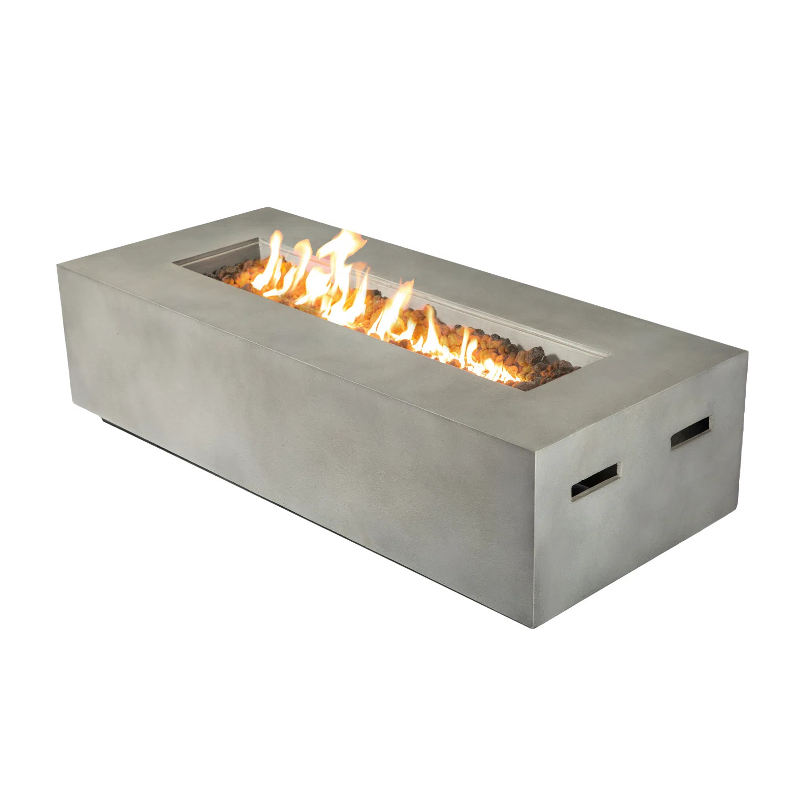 Rashid Rectangle Concrete Propane Smokeless Fire Pit Table | Wayfair North America