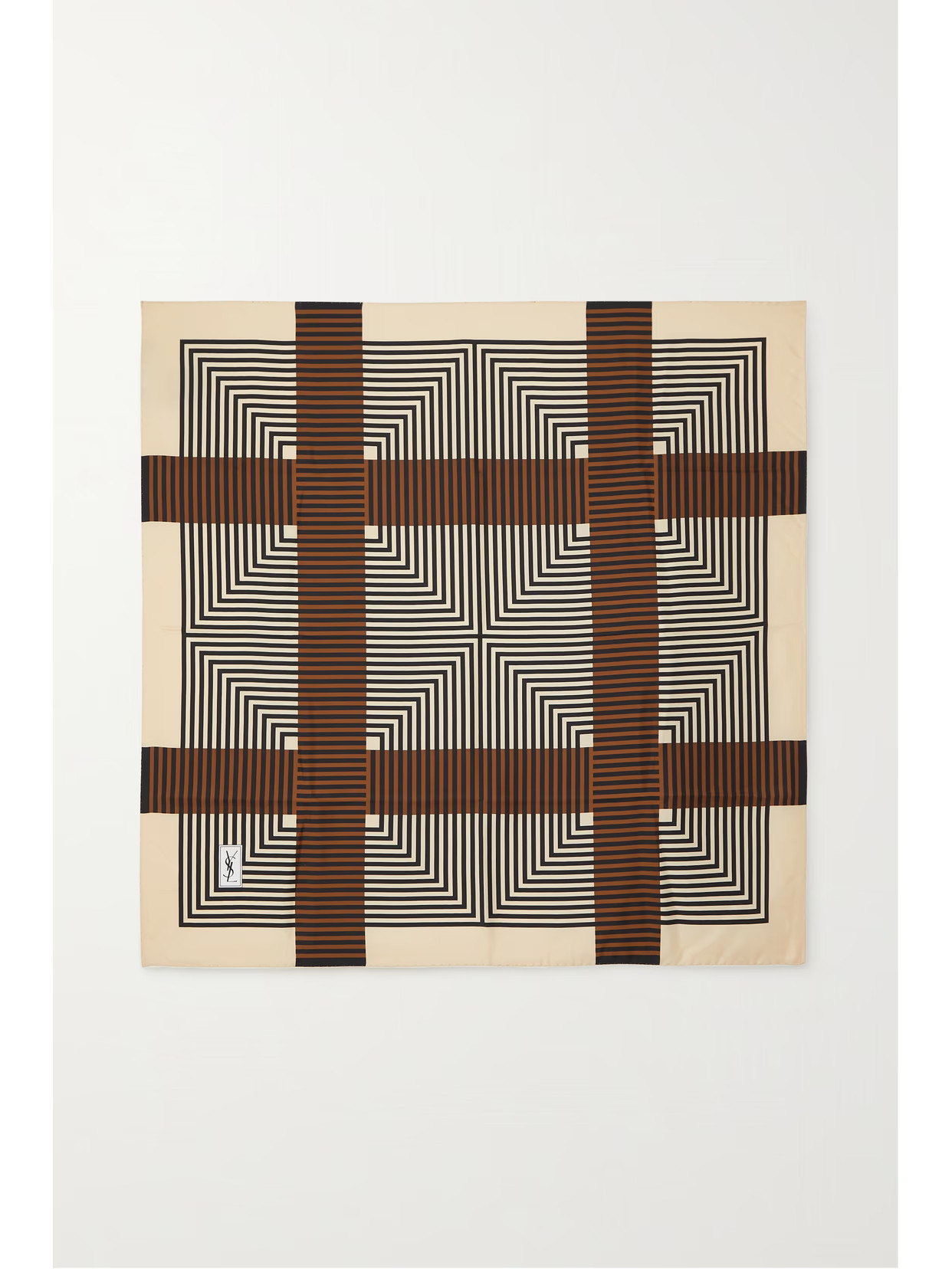 SAINT LAURENT - Printed Silk-satin Scarf - Brown | NET-A-PORTER (US)