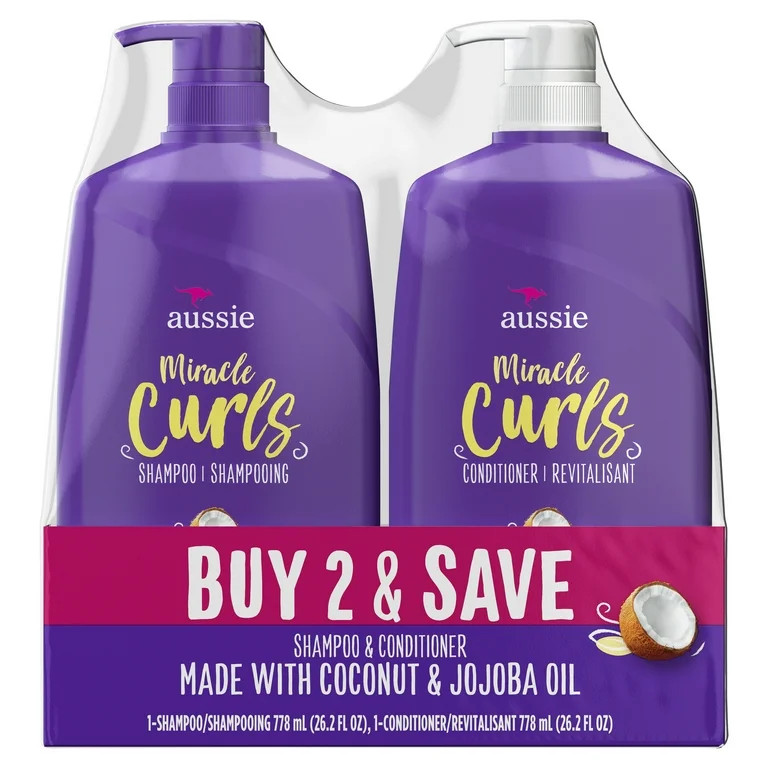 Aussie Miracle Curls Shampoo and Miracle Curls Conditioner Dual Pack, For All Hair Types 26.2 oz | Walmart (US)