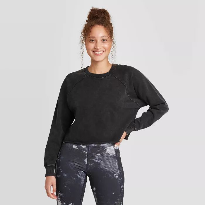 Women's French Terry Acid Wash Pullover Sweatshirt - JoyLab™ | Target
