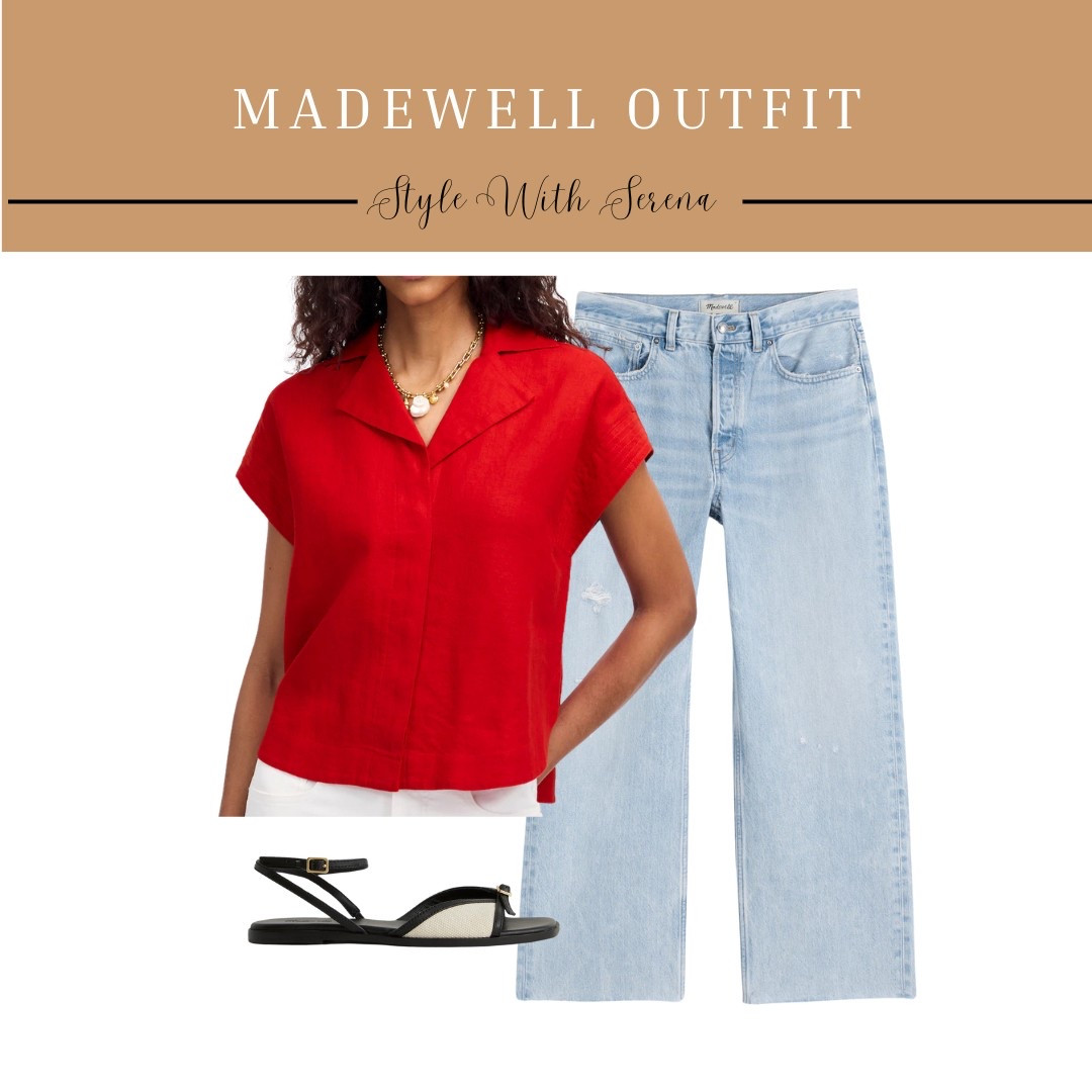 Madewell outfit, red blouse, summer fashion, button up, jeans, denim, sandals 

#LTKxMadewell #LTKStyleTip #LTKFindsUnder100