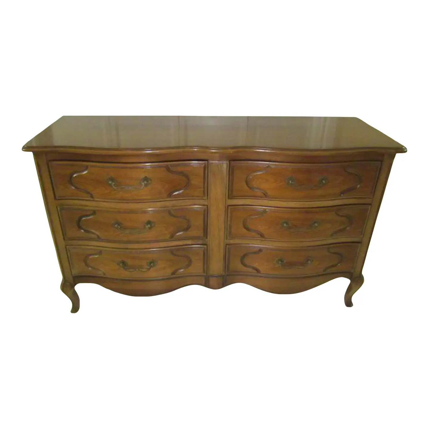 1970s Vintage Dresser by Drexel Solid Medium Wood Tone Six Drawer | Chairish