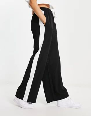 ASOS DESIGN pull on trouser with contrast panel in black | ASOS (Global)