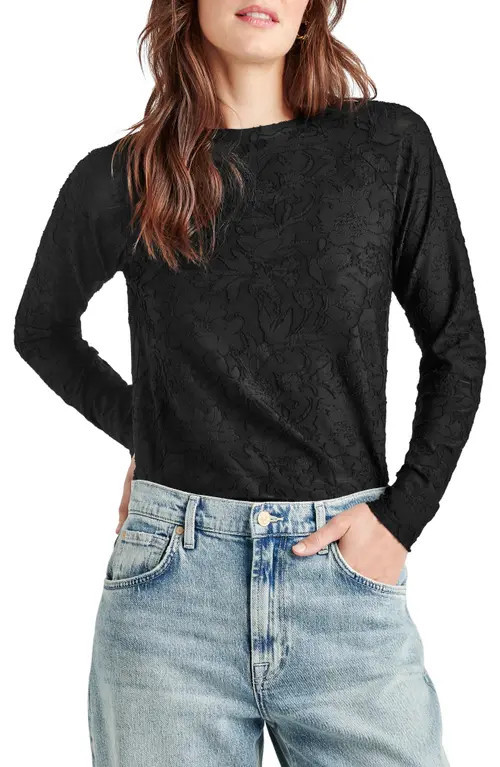 Splendid Cecelia Floral Long Sleeve Top in Black at Nordstrom, Size Small | Nordstrom