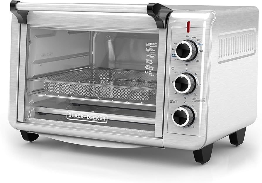 BLACK+DECKER 6-Slice Crisp 'N Bake Air Fry Toaster Oven, TO3215SS, 5 Cooking Functions, 60 Minute... | Amazon (US)