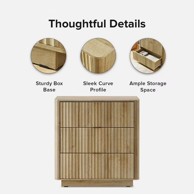 Mopio Brooklyn Mid-Century Modern Dresser / Credenza, Waveform Panel, 3 Drawers, Anti-Tipping (Oa... | Walmart (US)