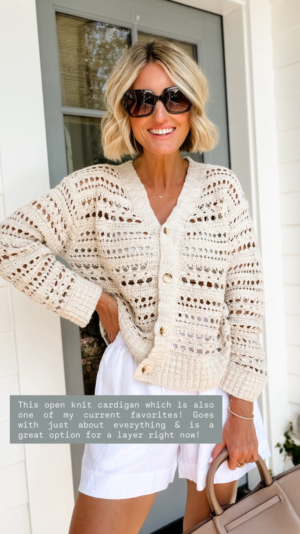 I have been pulling for this crochet cardigan on repeat! It’s the perfect lightweight knit for spring & summer! Wearing S!

Loverly Grey, Target, knit cardigan, spring cardigan, spring layers, linen shorts 

#LTKSeasonal