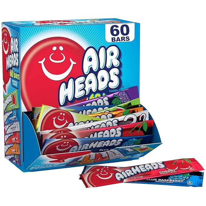 Airheads Candy Bars, Variety Bulk Box, Chewy Full Size Fruit Taffy, Gifts, Holiday, Parties, Conc... | Amazon (US)