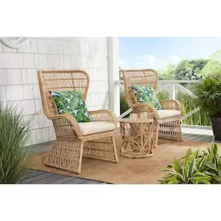 Coco Breeze 3-Piece Brown Wicker Outdoor Seating Set with Beige Cushions | The Home Depot