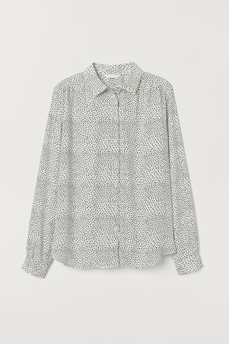 H & M - Long-sleeved Blouse - White | H&M (US + CA)